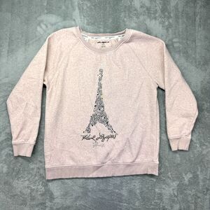 Karl Lagerfeld Sweater Women's Medium Pink Eiffel Tower Long Sleeve Vintage Top